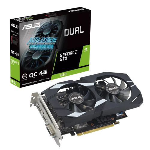 Asus DUAL Geforce GTX 1650 OC, 4GB DDR6, DVI, HDMI, DP, 1785MHz Clock, Overclocked - WebDuke Computers