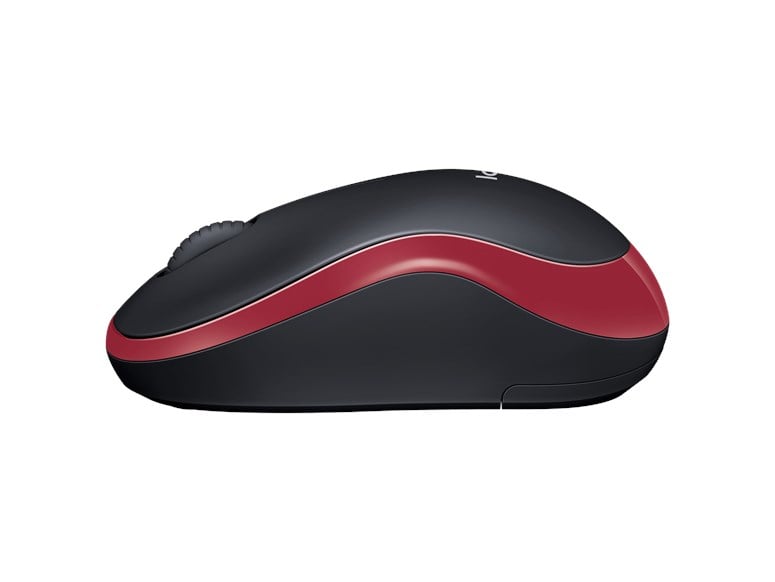 Logitech M185 Wireless Notebook Mouse, USB Nano Receiver, Black/Red - WebDuke Computers
