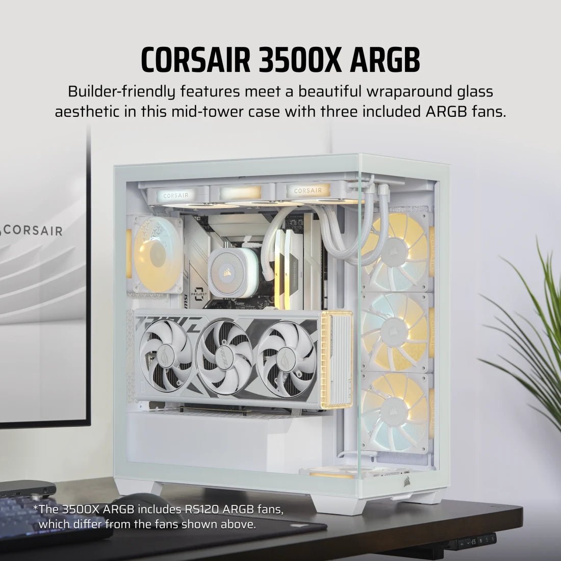 *NEW* Corsair 3500X ARGB Mid - Tower PC Case White - WebDuke Computers