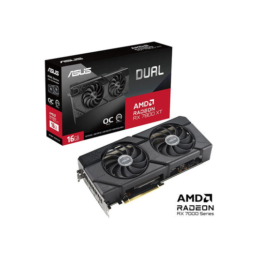 Asus DUAL Radeon RX 7800 XT OC, PCIe4, 16GB GDDR6, HDMI, 3 DP, 2520MHz Clock, Overclocked - WebDuke Computers