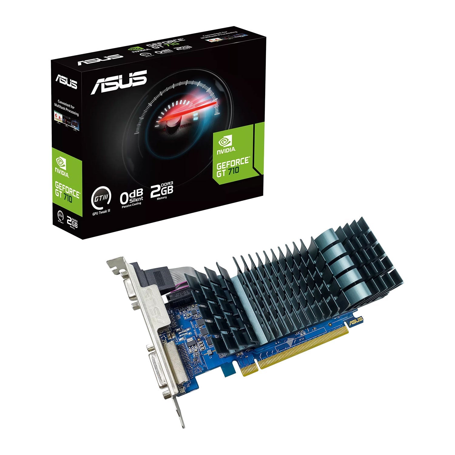 Asus Geforce GT 710, 2GB DDR3, PCIe2, VGA, DVI, HDMI, Silent