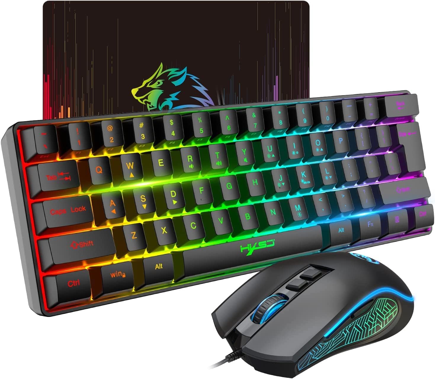 HXSJ V700 Gaming Black RGB Keyboard and Mouse Combo 60% Ultra