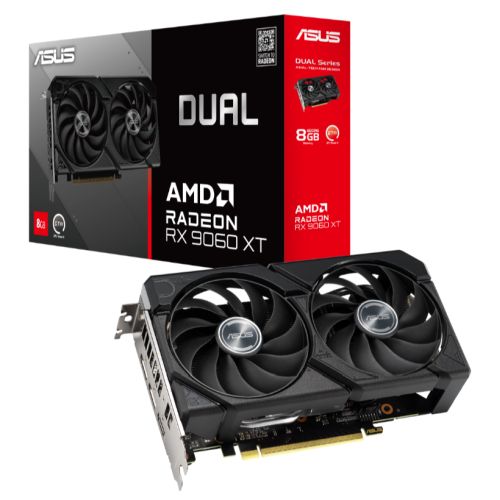 Asus DUAL Radeon RX 9060 XT, PCIe5, 8GB GDDR6, HDMI, 2 DP, 3150MHz Clock, Compact SFF-Ready