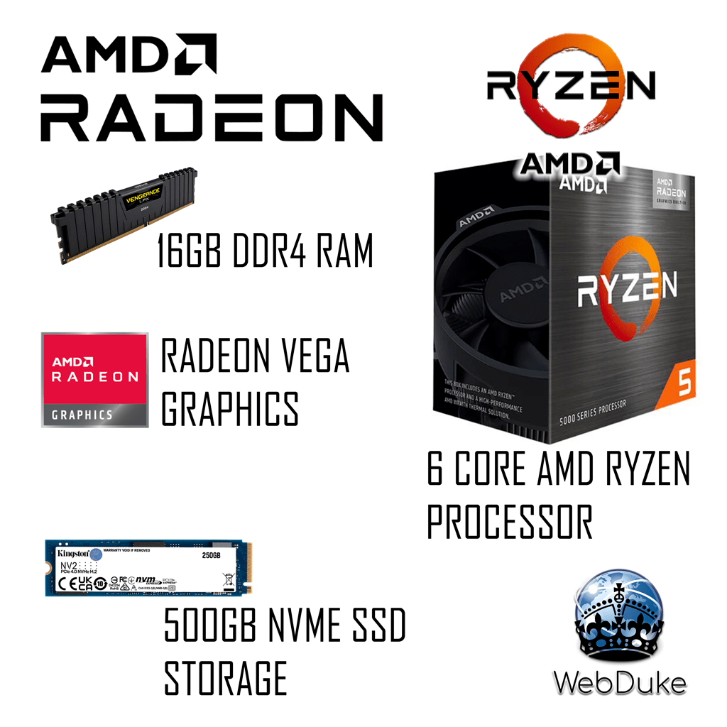 AMD Ryzen 5 5500GT Budget Office PC - Office or Light Gaming - WebDuke Computers