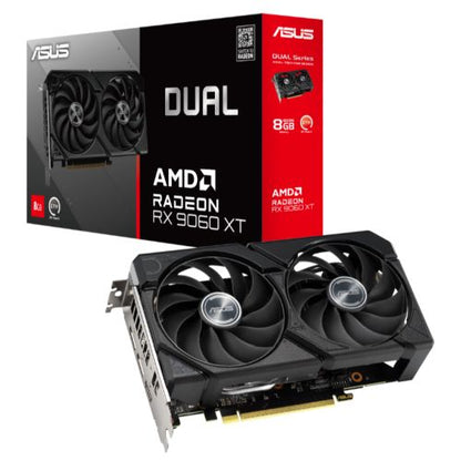 Asus DUAL Radeon RX 9060 XT, PCIe5, 8GB GDDR6, HDMI, 2 DP, 3150MHz Clock, Compact SFF - Ready - WebDuke Computers