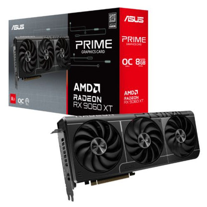 Asus PRIME Radeon RX 9060XT OC, PCIe5, 8GB GDDR6, HDMI, 2 DP, 3330MHz Clock, Overclocked, Compact SFF - Ready - WebDuke Computers