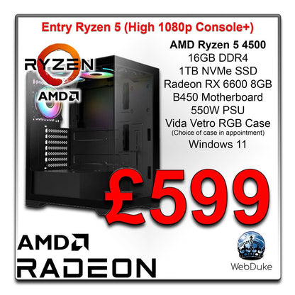 Entry Range Gaming PC - AMD Ryzen 5 RX 6600 - WebDuke Computers