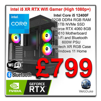 Intel i5 RX RTX Wifi Gamer - Intel Core i5 Geforce RTX 4060 Gaming PC - WebDuke Computers