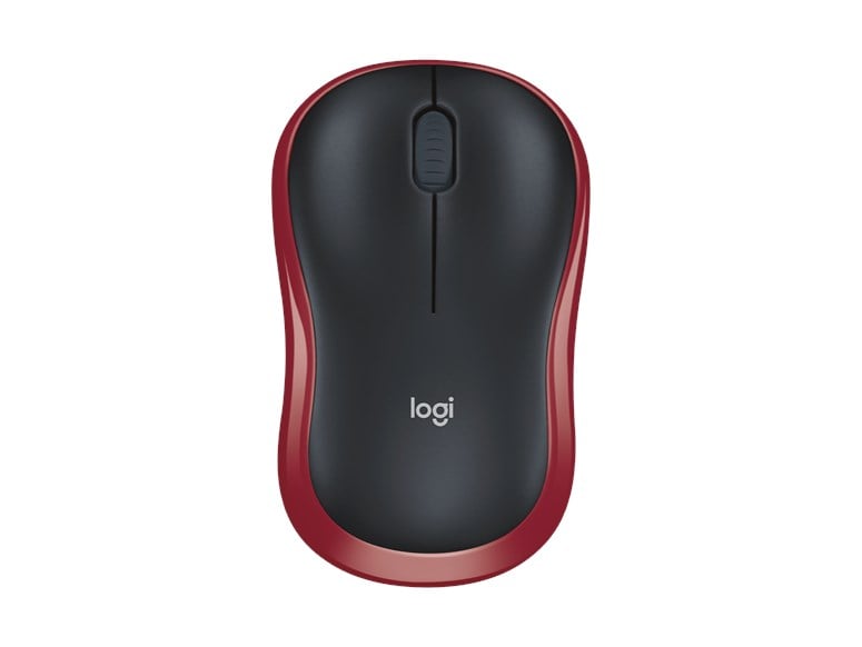 Logitech M185 Wireless Notebook Mouse, USB Nano Receiver, Black/Red - WebDuke Computers