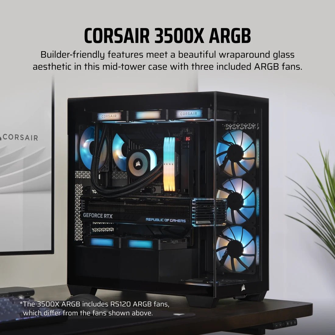 *NEW* Corsair 3500X ARGB Mid - Tower PC Case Black - WebDuke Computers
