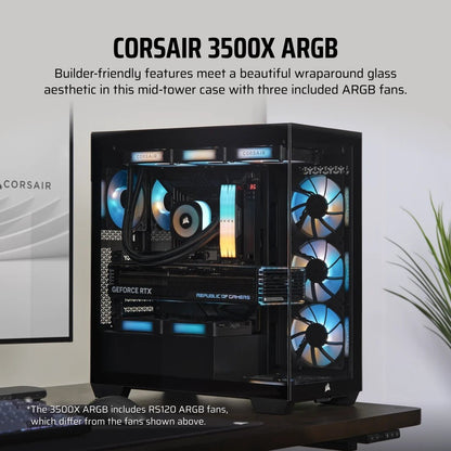 *NEW* Corsair 3500X ARGB Mid - Tower PC Case Black - WebDuke Computers