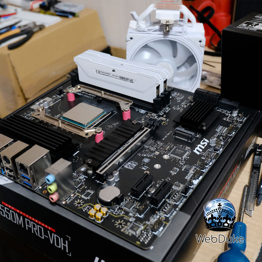 Mid-range AMD Ryzen 5500 and RX 7600 custom gaming PC built by WebDuke Computers