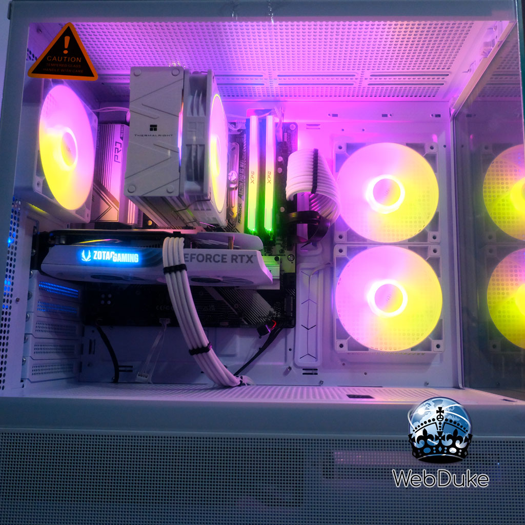 AMD Ryzen 7600 and RTX 4060 custom gaming PC in Montech XR White case by WebDuke Computers
