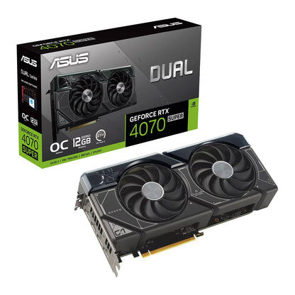 Asus DUAL Geforce RTX 4070 SUPER OC, PCIe4, 12GB DDR6X, HDMI, 3 DP, 2550MHz Clock, Overclocked - WebDuke Computers