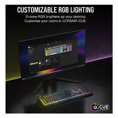 Corsair K55 CORE RGB Membrane Gaming Keyboard, USB, 10-Zone RGB, 12-Key Rollover, Dedicated Media Keys, 6 Macros - WebDuke Computers