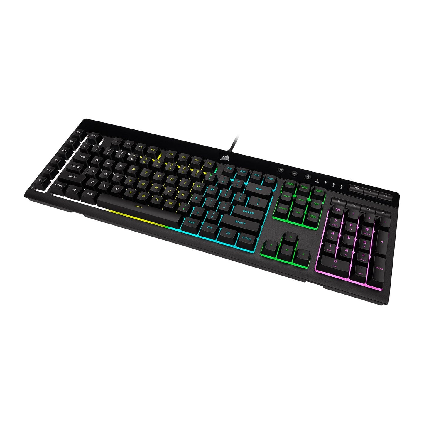 Corsair K55 RGB PRO Membrane Gaming Keyboard, USB, 5-Zone RGB, 12-Key Rollover, Anti-Ghosting, 6 Macros, IP42 - WebDuke Computers