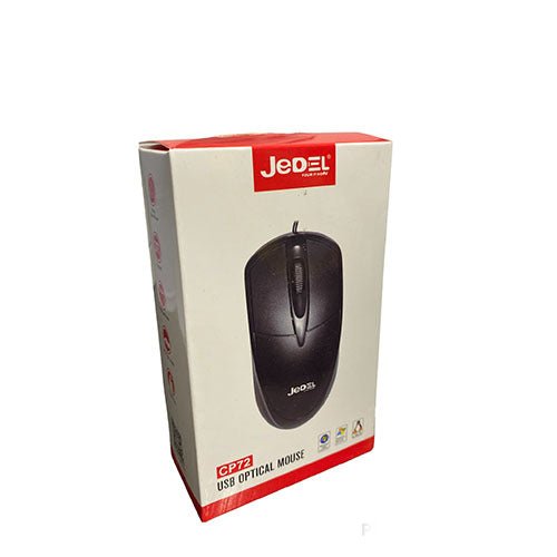 Jedel (CP72) Wired Optical Mouse, 1000 DPI, USB, Black - WebDuke Computers