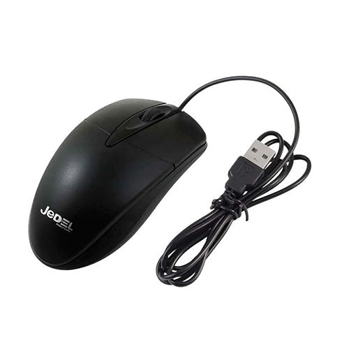 Jedel (CP72) Wired Optical Mouse, 1000 DPI, USB, Black - WebDuke Computers