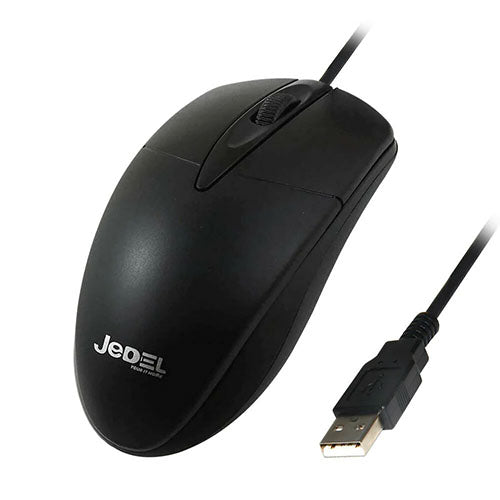 Jedel (CP72) Wired Optical Mouse, 1000 DPI, USB, Black - WebDuke Computers