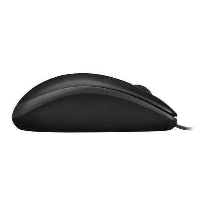 Logitech B100 Wired Optical Mouse, USB, 800 DPI, Ambidextrous, Black, OEM - WebDuke Computers