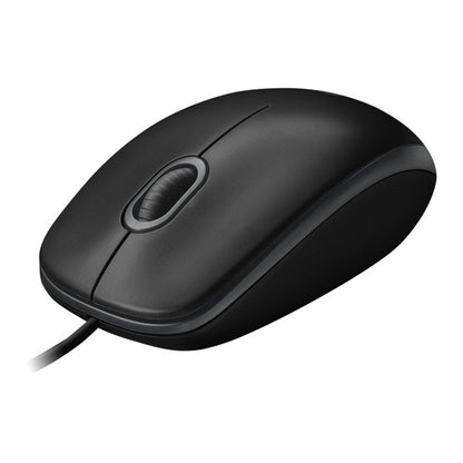 Logitech B100 Wired Optical Mouse, USB, 800 DPI, Ambidextrous, Black, OEM - WebDuke Computers