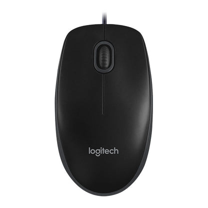 Logitech B100 Wired Optical Mouse, USB, 800 DPI, Ambidextrous, Black, OEM - WebDuke Computers