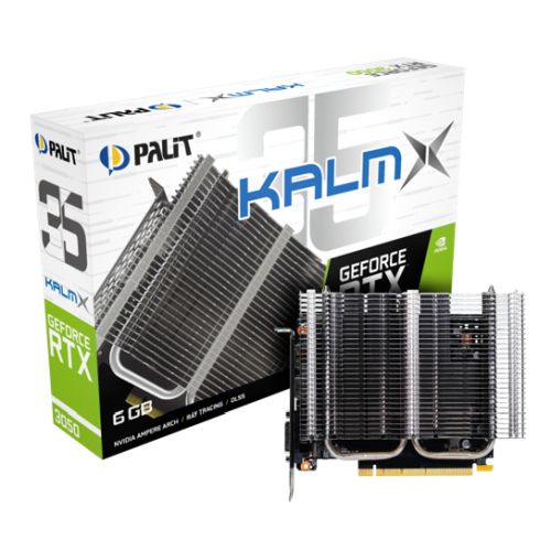 Palit Geforce RTX 3050 KalmX, PCIe4, 6GB GDDR6, DVI, HDMI, DP, 1470MHz Clock, Passive Fanless Design - WebDuke Computers