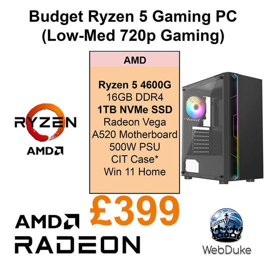 Ryzen 5 4600G eSports Gaming PC - WebDuke Computers